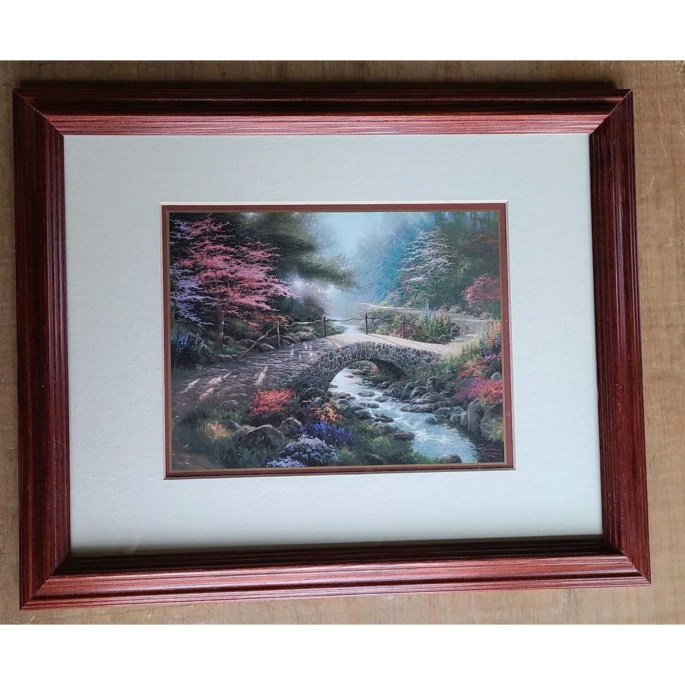 Thomas Kinkade Bridge of Faith The Garden of Promise III Matted framed Print COA